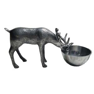 Pewter Stag Buck Reindeer With Candy Nut Dish By Aspen Home Lodge Christmas Bowl
